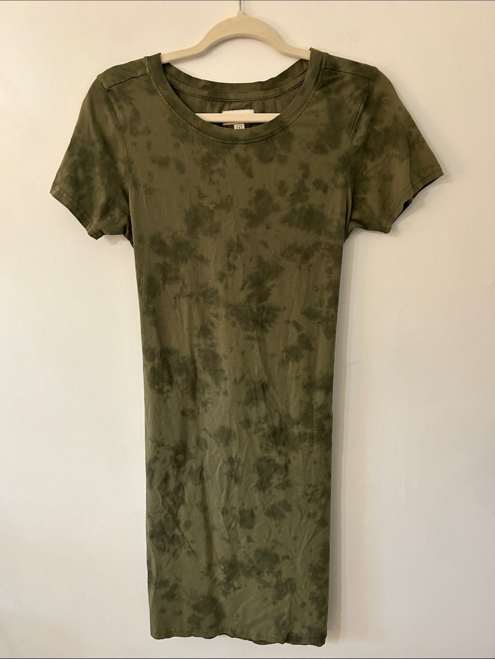 Pact Organic Cotton Camo Tie-Dye Short Sleeve Midi Dress Size Small Tie Back